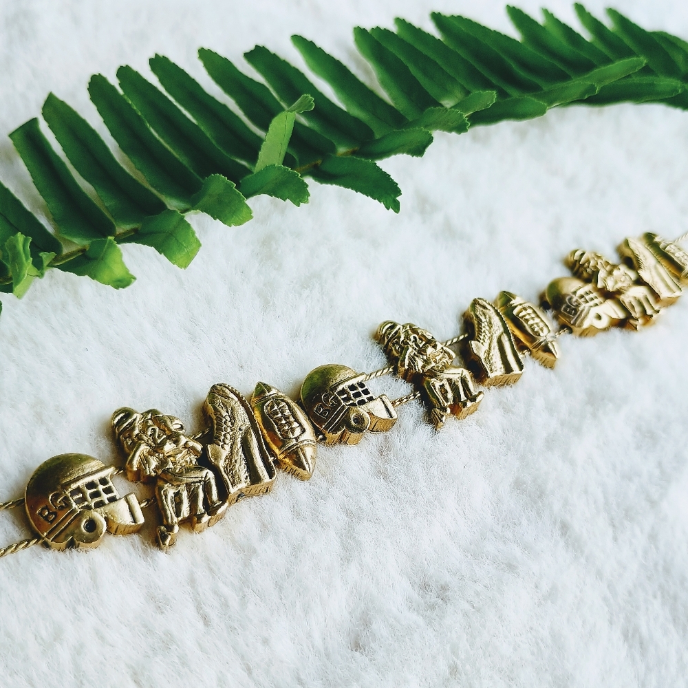 Vintage, 1990s, Gold Tone Charm Slider Bracelet By Tofa For Bergdorf Goodman